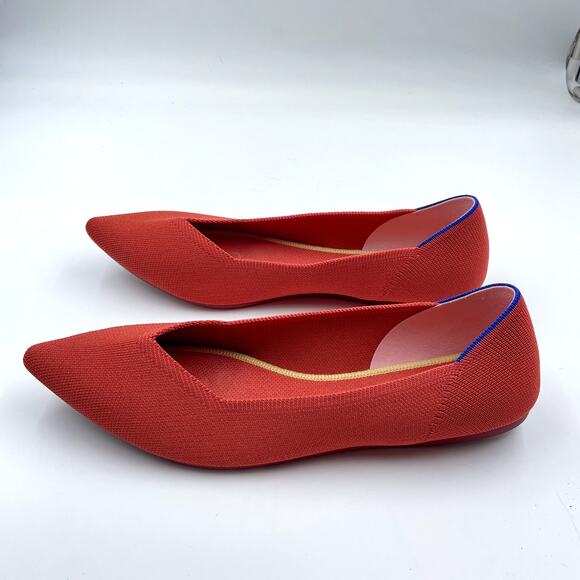 Rothy's The Point Flat in Hot Chili Red Knit Women's Washable Shoes - Size 12 - Picture 6 of 8